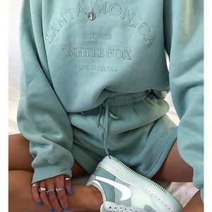 White Fox Boutique lounge sweatsuit set, worn twice, size S/M, sea foam green